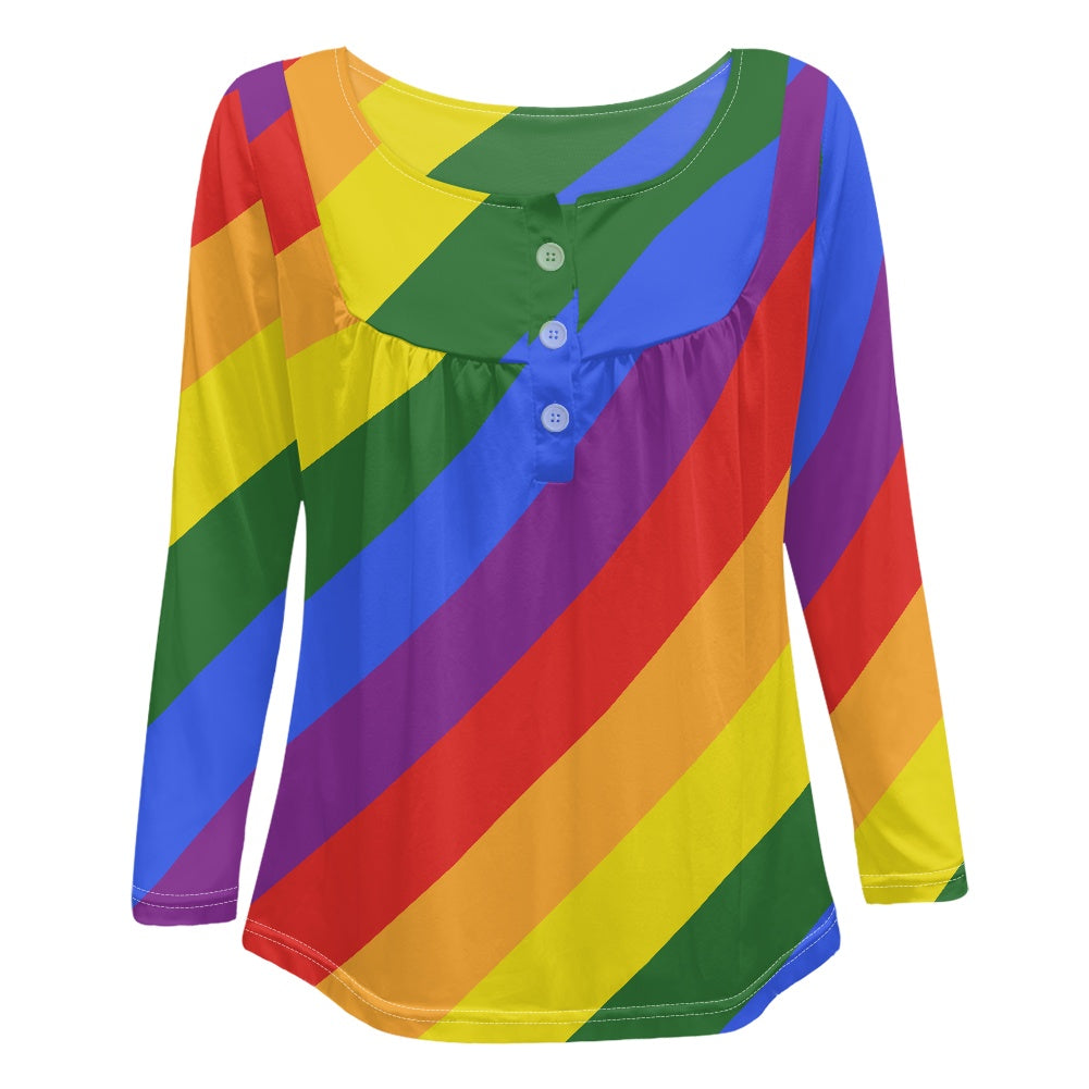 Rainbow Casual round neck long sleeve T-shirt