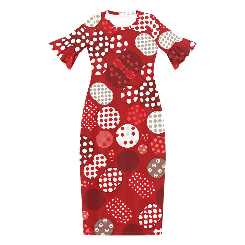 Stylish Scoop Neck Ankle-Length Dress with Unique Ruffled Sleeves for Women
