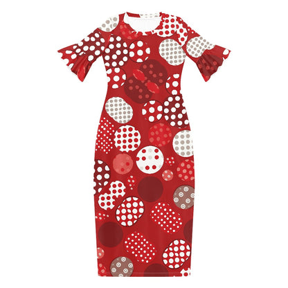 Stylish Scoop Neck Ankle-Length Dress with Unique Ruffled Sleeves for Women