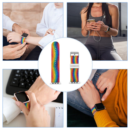 Rainbow Wave Silicone Apple Watch Band – Soft, Sweat-Proof, Adjustable Strap for All Series (38–45mm)
