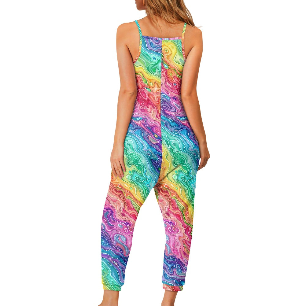 Pastel Rainbow Rompers - Exclusive One-of-a-Kind Luxury Romper - Limited Edition, Ethically Made, and Stylishly Comfortable