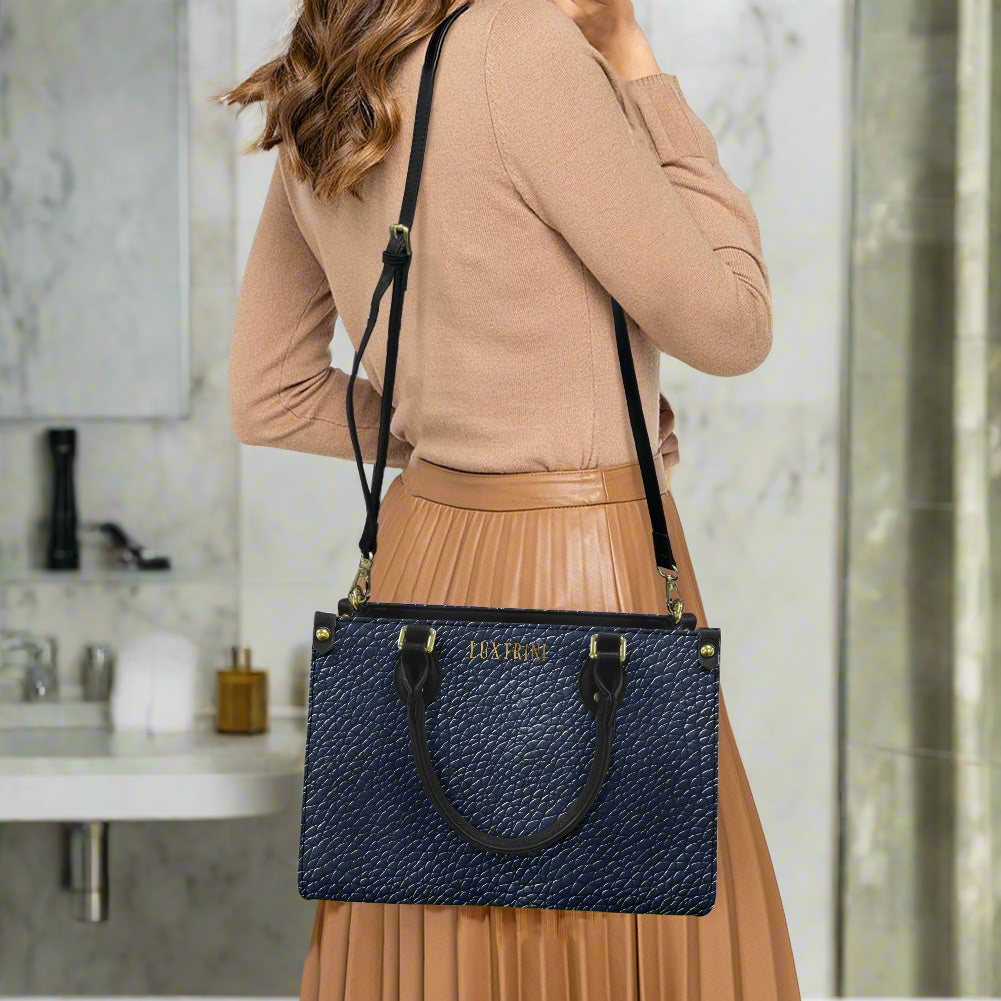 Navy Women's PU Leather Twill Handbag by Luxtrini