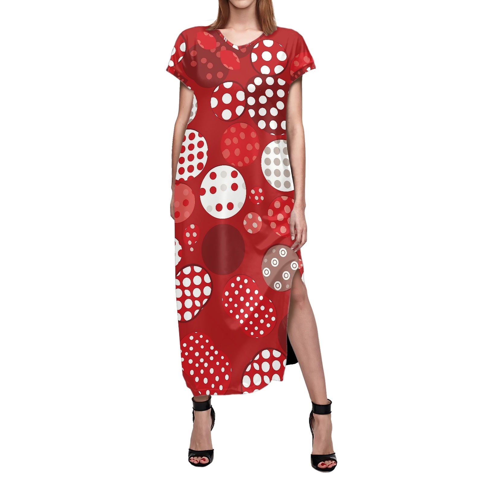 Short-sleeved slit dress