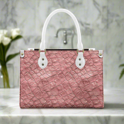 Pink Lamb Skin Pattern Handbag, Wallet and Keychain Bundle