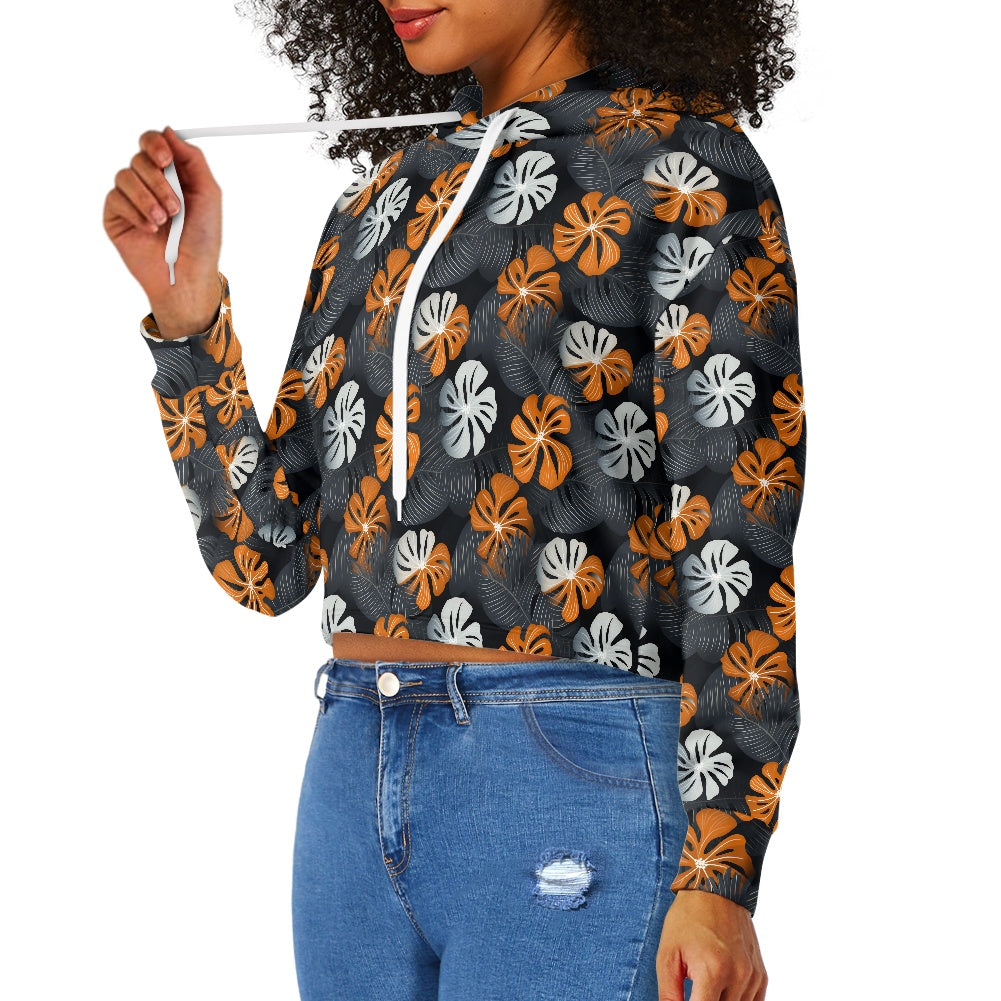 Women's midriff-baring sweatshirt - Tropical