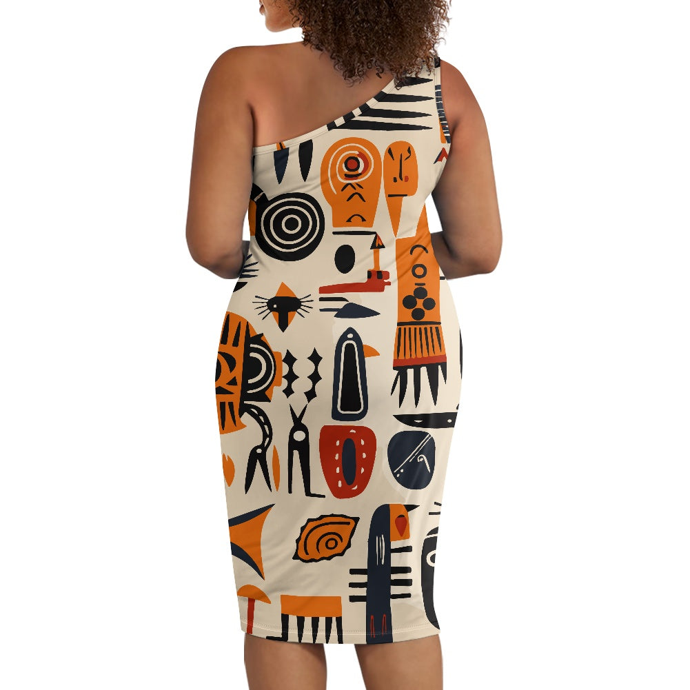 Discover Elegance: Luxtrini's One-Shoulder Slim Dress - Ethnic