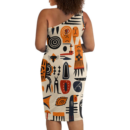 Discover Elegance: Luxtrini's One-Shoulder Slim Dress - Ethnic