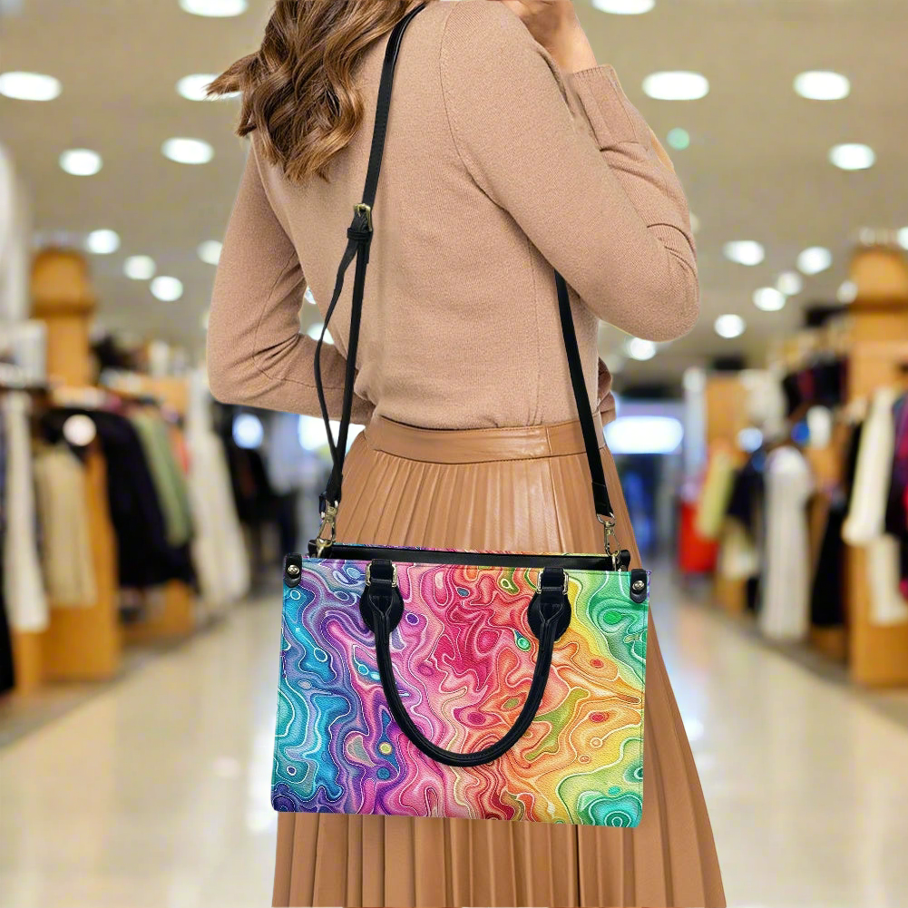 Prismatic Grace: Women’s Stylish PU Leather Twill Handbag