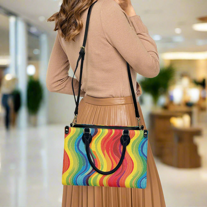 Wavy Rainbow Women's PU leather twill handbag