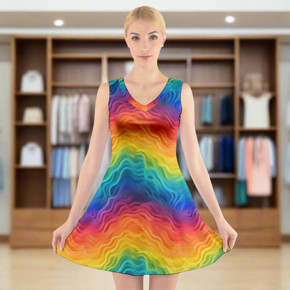 Lgbtq Rainbow V-Neck Sleeveless Dress