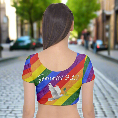 Rainbow Velvet Short Sleeve Crop Top Gen 9:13