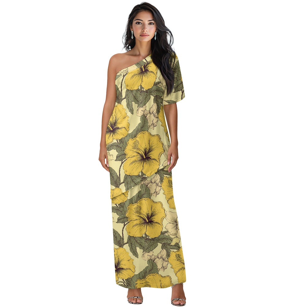 Elegant Off-Shoulder Two-Piece Dress for Women white