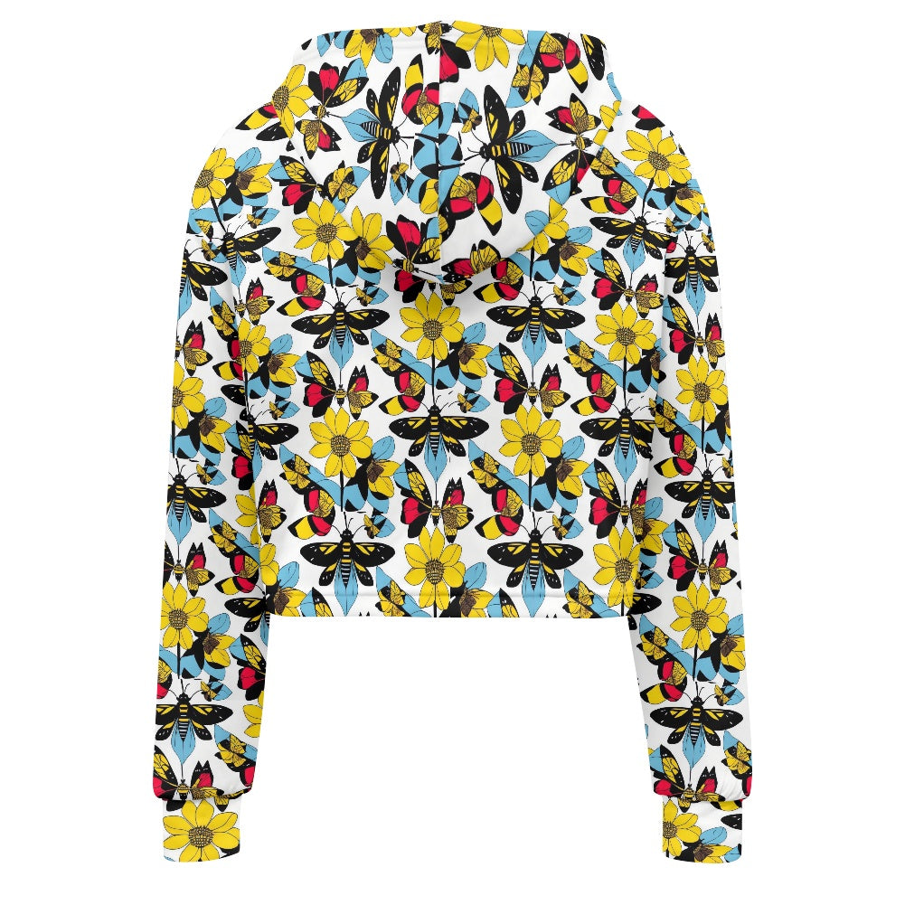 Women's midriff-baring sweatshirt - Bees and Butterflies