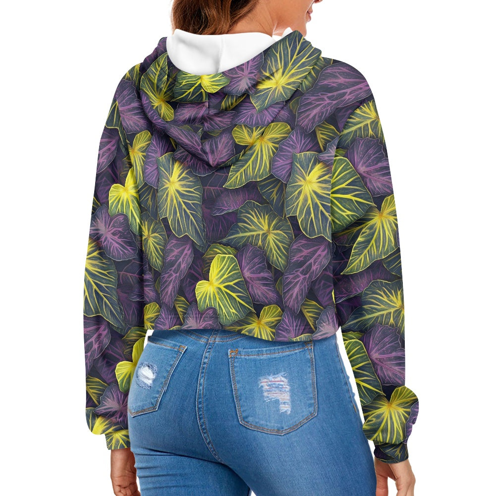 Women's midriff-baring sweatshirt - Tropical