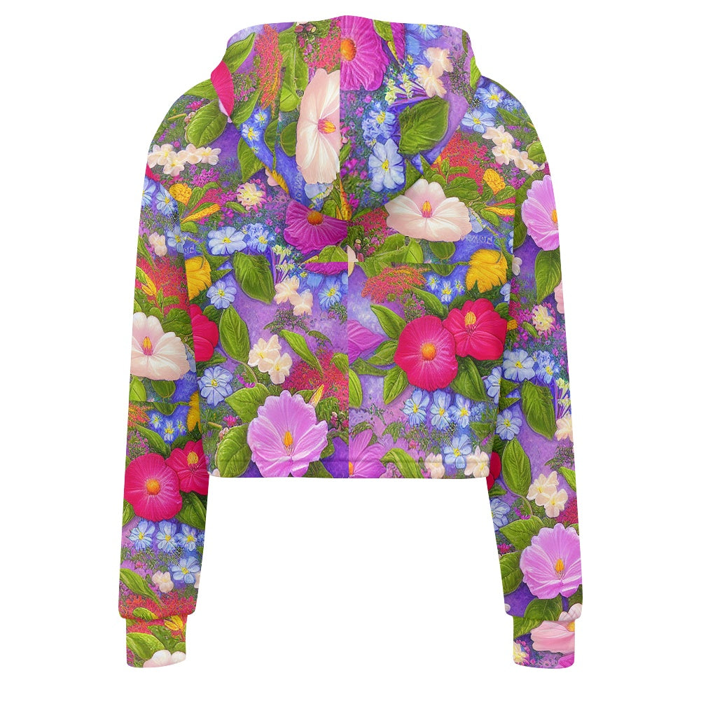 Women's midriff-baring sweatshirt - Floral