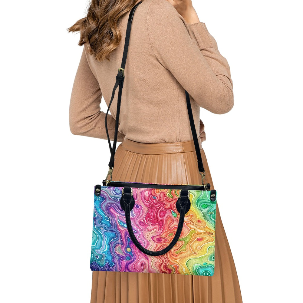 Prismatic Grace: Women’s Stylish PU Leather Twill Handbag