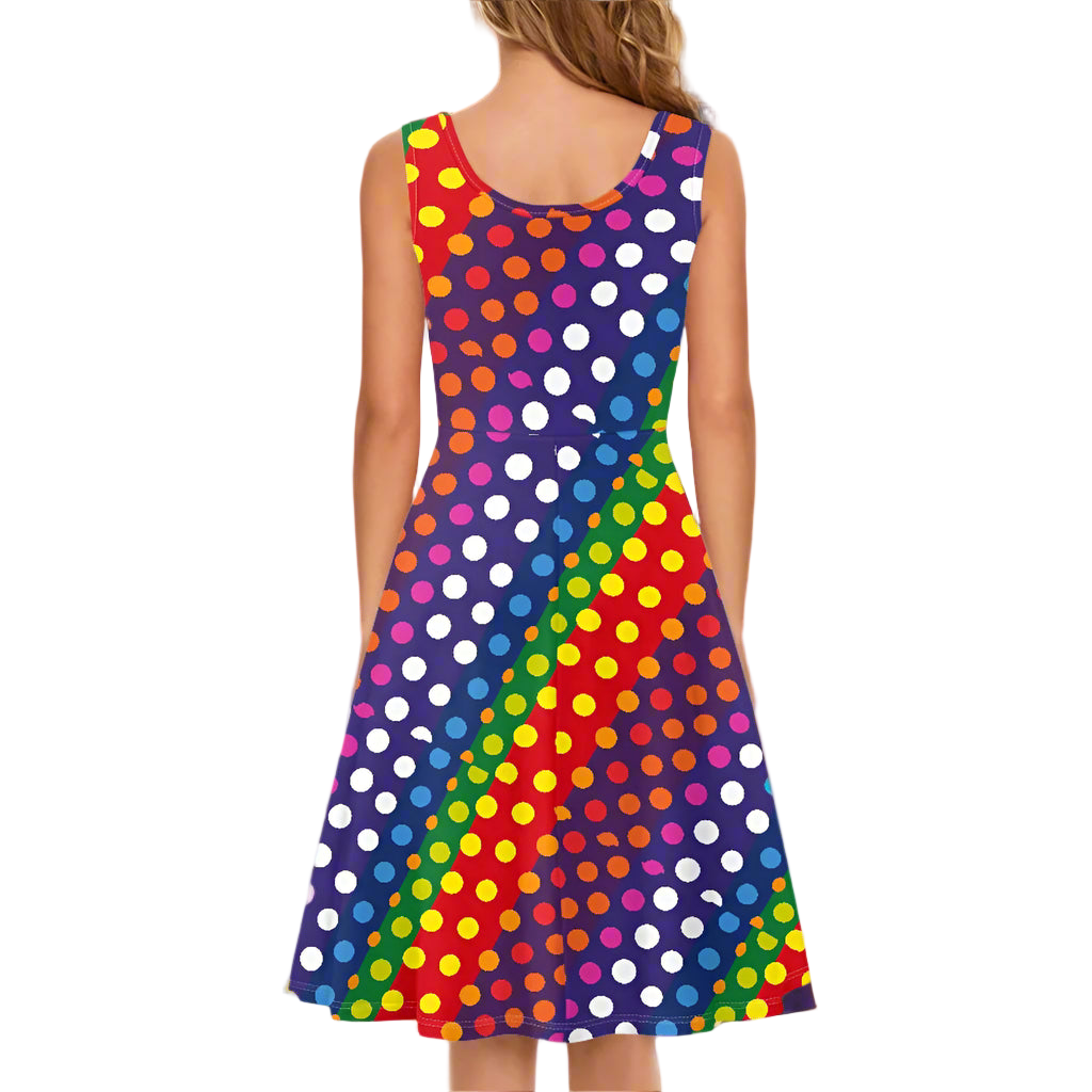 LGBTQ-Friendly Rainbow Polka Dot Tank Dresses for Women by Luxtrini