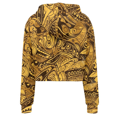 Women's midriff-baring sweatshirt - Gold Ethnic