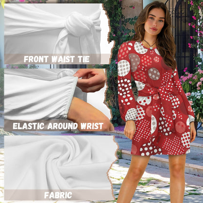 Waist Long Sleeve Tie Dress