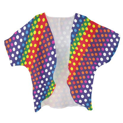 LGBTQ-Friendly Rainbow Polka Dot Women's Cardigan Chiffon Shirt by Luxtrini