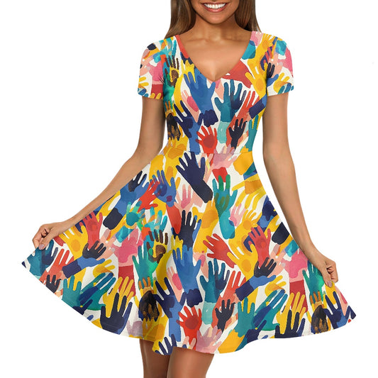 LGBTQ Women V-Neck Short Sleeve Ruffle Dress