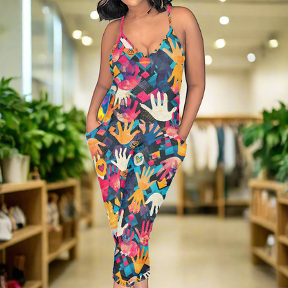 Rainbow Handprint Rompers - Exclusive One-of-a-Kind Luxury Romper - Limited Edition, Ethically Made, and Stylishly Comfortable