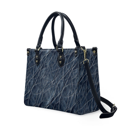 Sapphire Grace: Timeless Navy PU Leather Twill Handbag for Women