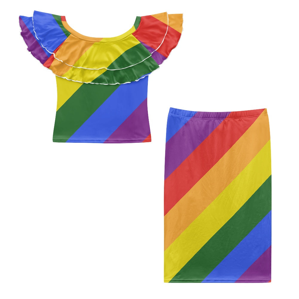 Rainbow Puletasi Style Maxi Dress Set