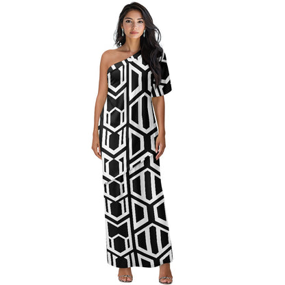 Elegant Off-Shoulder Two-Piece Dress for Women white