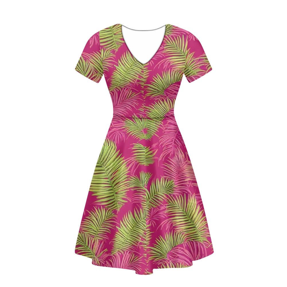 Women short Sleeve Ruffle Dress white