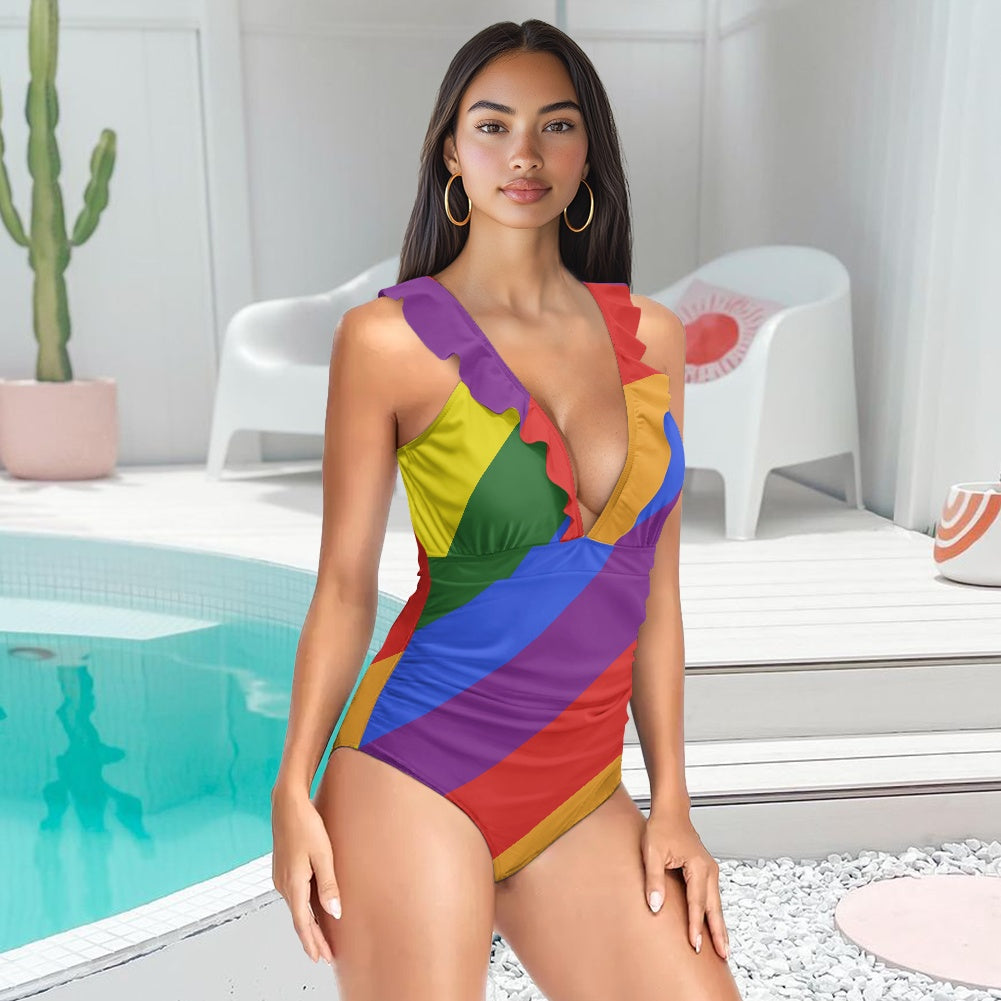Women's Double Ruffle One-Piece Swimsuit