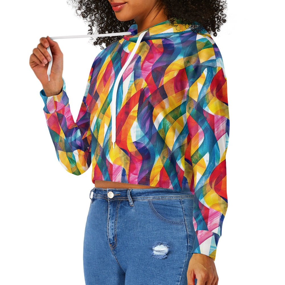 Women's midriff-baring sweatshirt - Rainbow