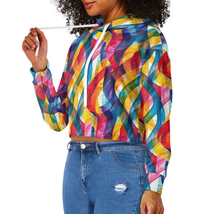 Women's midriff-baring sweatshirt - Rainbow
