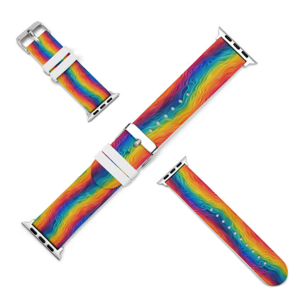 Rainbow Wave Silicone Apple Watch Band – Soft, Sweat-Proof, Adjustable Strap for All Series (38–45mm)