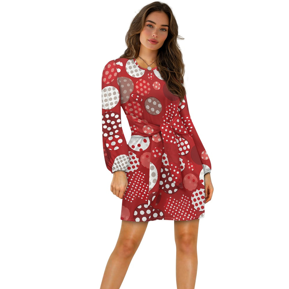 Waist Long Sleeve Tie Dress