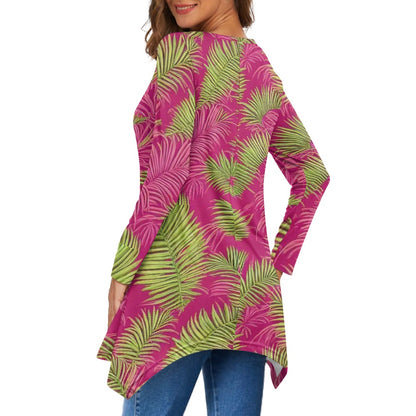Irregular V-neck top and skirt