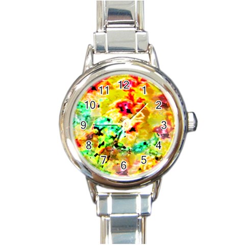 Hibiscus Impressionist Round Italian Charm Watch