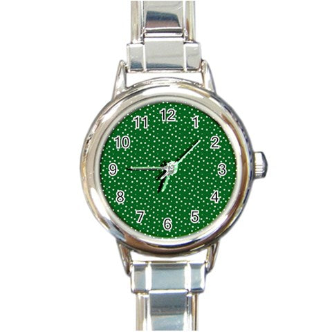 Round Italian Charm Watch Green Dots