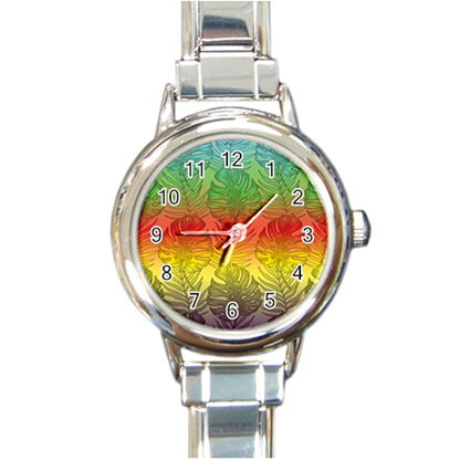 Round Italian Charm Watch Rainbow Palms