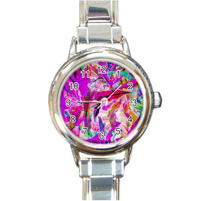 Round Italian Charm Watch Purple Croton