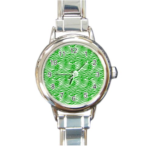 Round Italian Charm Watch Green Wave