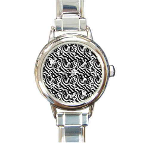 Round Italian Charm Watch Black Stripes