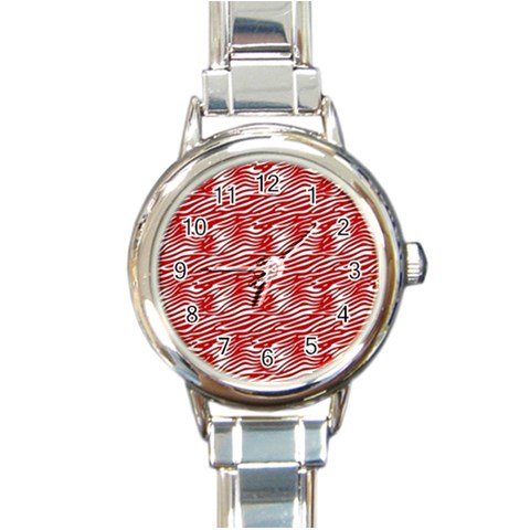 Round Italian Charm Watch Red Stripes