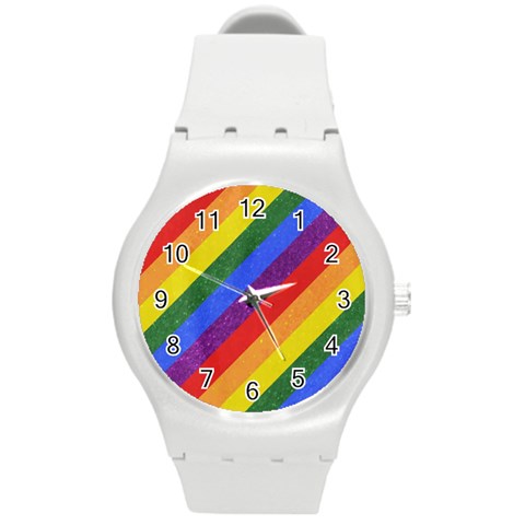 Rainbow Pride Round Plastic Sport Watch (M)