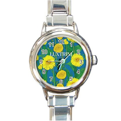 Sunflower Round Italian Charm Watch