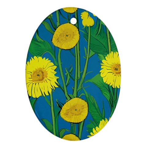 Sunflower Oval Ornament (Two Sides)