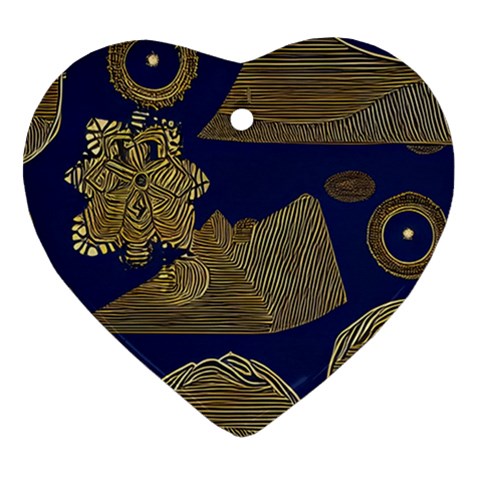 African Ethnic Design Heart Ornament (Two Sides)