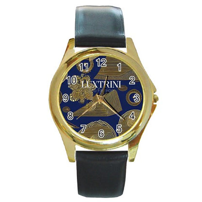 African | Ethnic | Round Gold Metal Watch