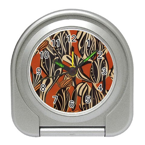 African - Ethnic Travel Alarm Clock Silver