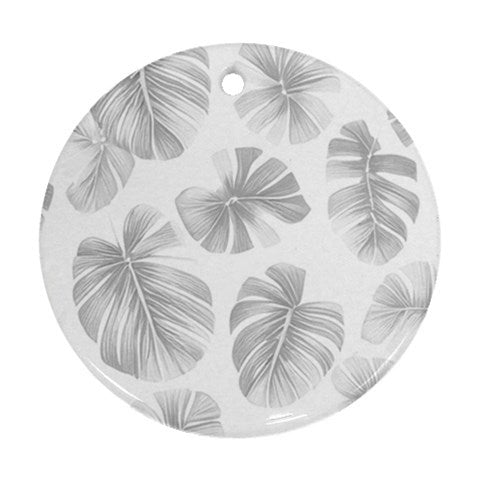 White Monstera Round Ornament (Two Sides)